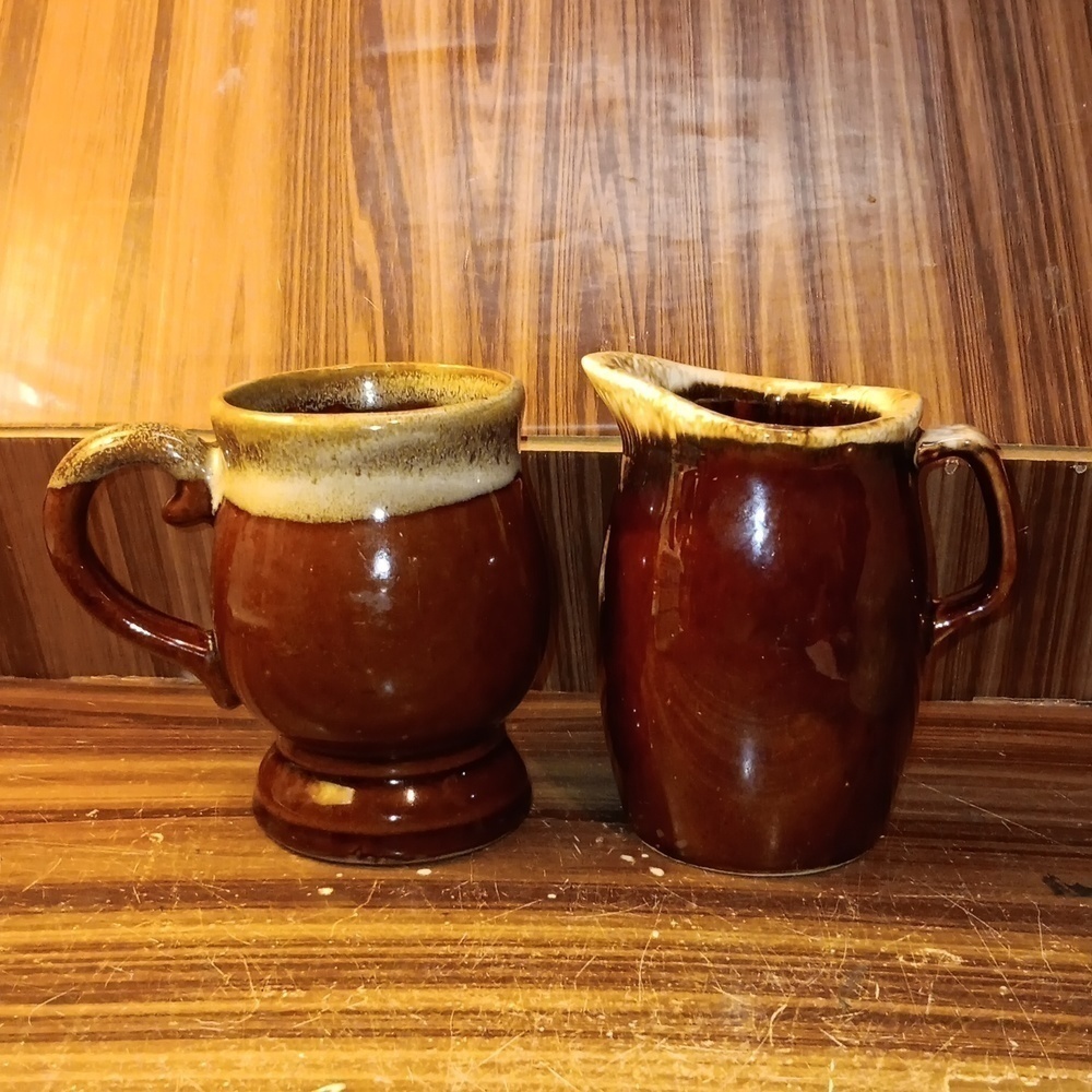 Vintage Hull creamer and a cup farmhouse mcm retro shabby chic